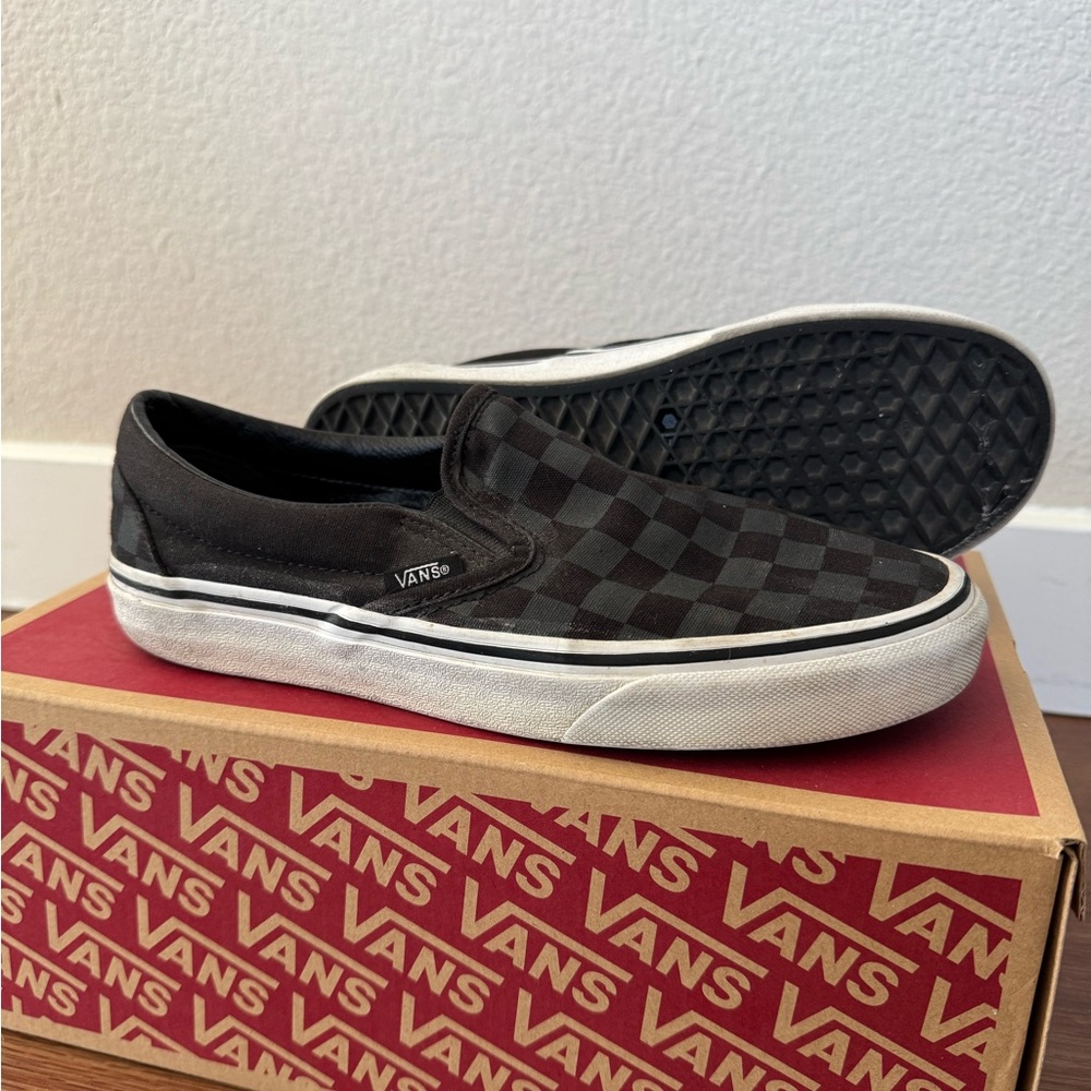 Vans Women's Black Checkered Slip-On Sneakers